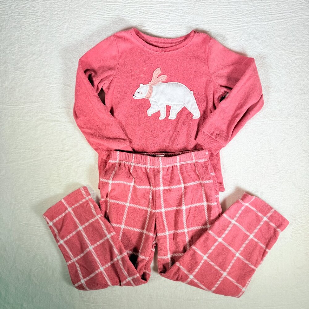 Carter's Girls' 4-Piece Polar Bear Pajama Set 6/6A for Fall & Winter One Fleece - Picture 3 of 13
